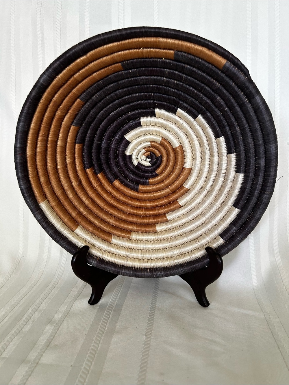 Handwoven Stripe Geometric Handwoven Coiled Basket Wall Hanging Home Decor